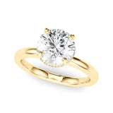 Opulent Rd Center Ps & Rd Sides Round Diamond Engagement Ring — 9K/18K Gold & Platinum