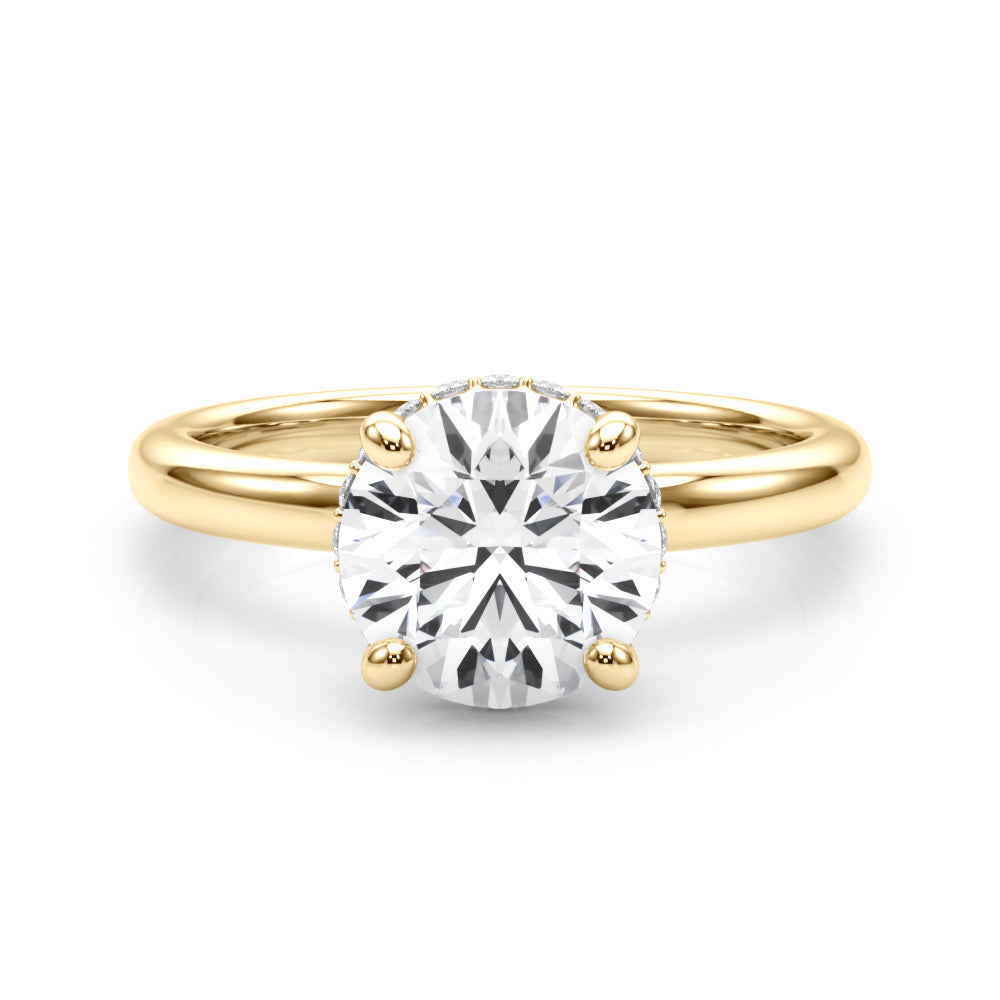 Opulent Rd Center Ps & Rd Sides Round Diamond Engagement Ring — 9K/18K Gold & Platinum