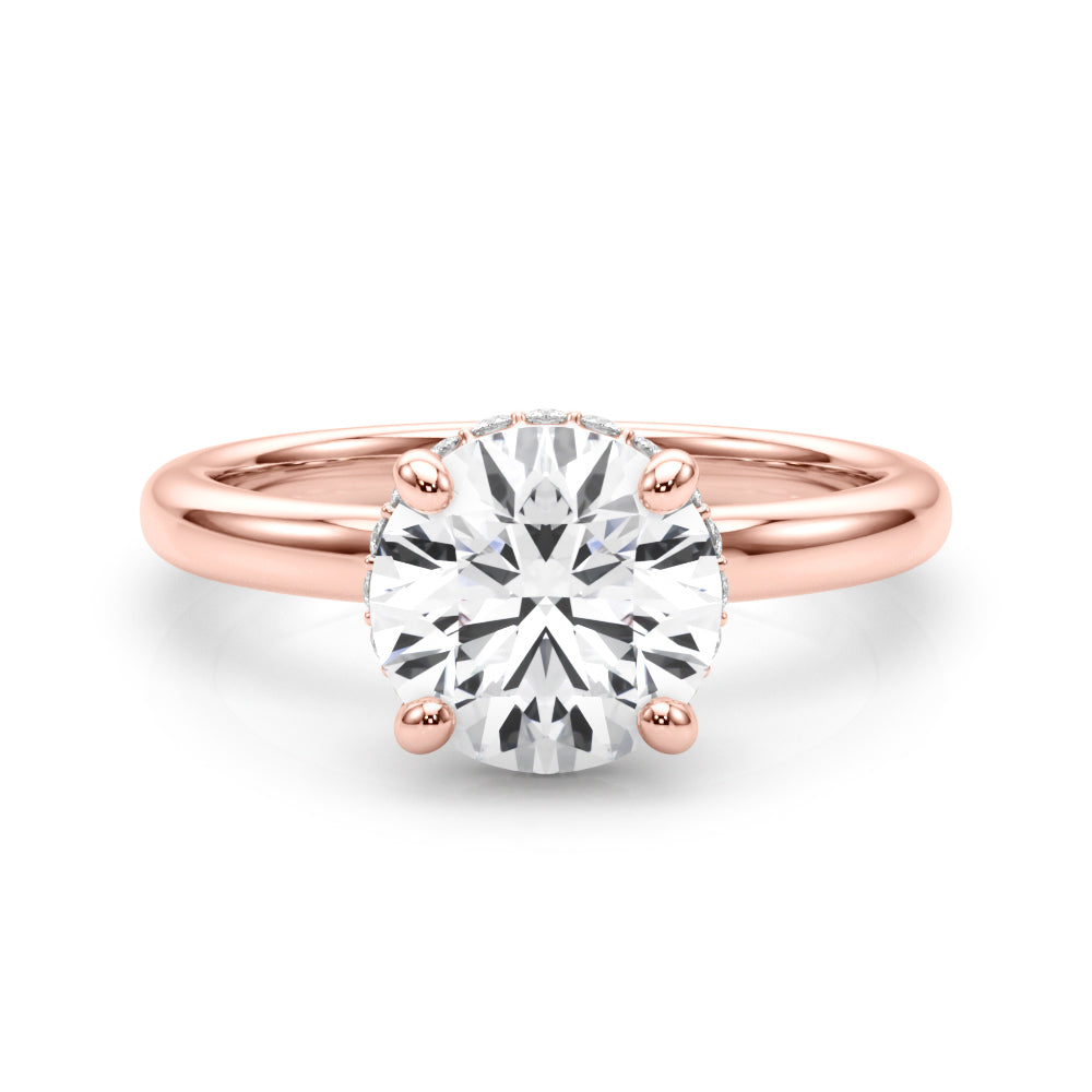 Opulent Rd Center Ps & Rd Sides Round Diamond Engagement Ring — 9K/18K Gold & Platinum
