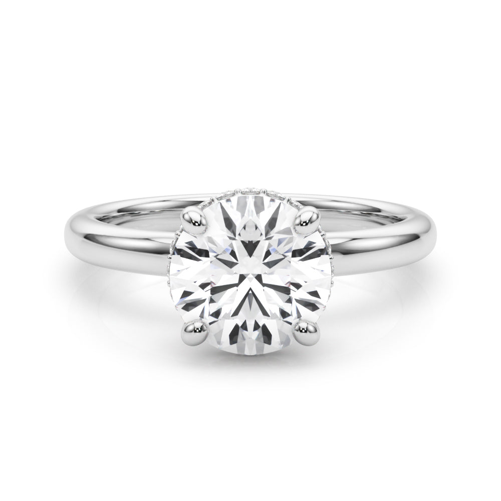 Opulent Rd Center Ps & Rd Sides Round Diamond Engagement Ring — 9K/18K Gold & Platinum