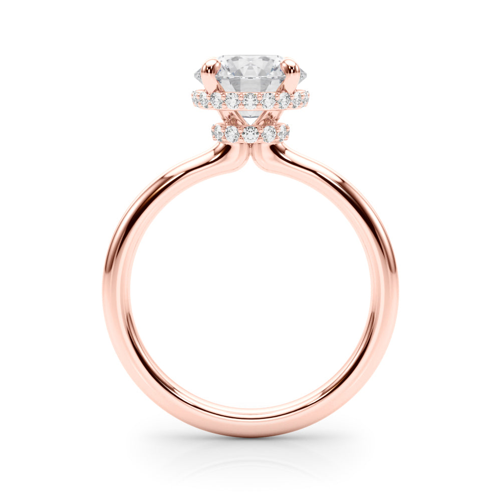 Opulent Rd Center Ps & Rd Sides Round Diamond Engagement Ring — 9K/18K Gold & Platinum
