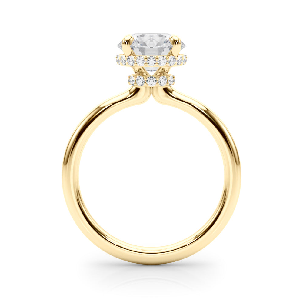 Opulent Rd Center Ps & Rd Sides Round Diamond Engagement Ring — 9K/18K Gold & Platinum