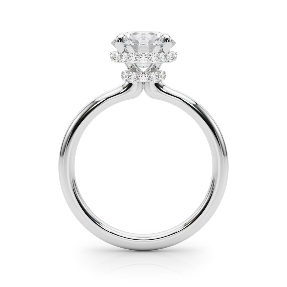 Opulent Rd Center Ps & Rd Sides Round Diamond Engagement Ring — 9K/18K Gold & Platinum