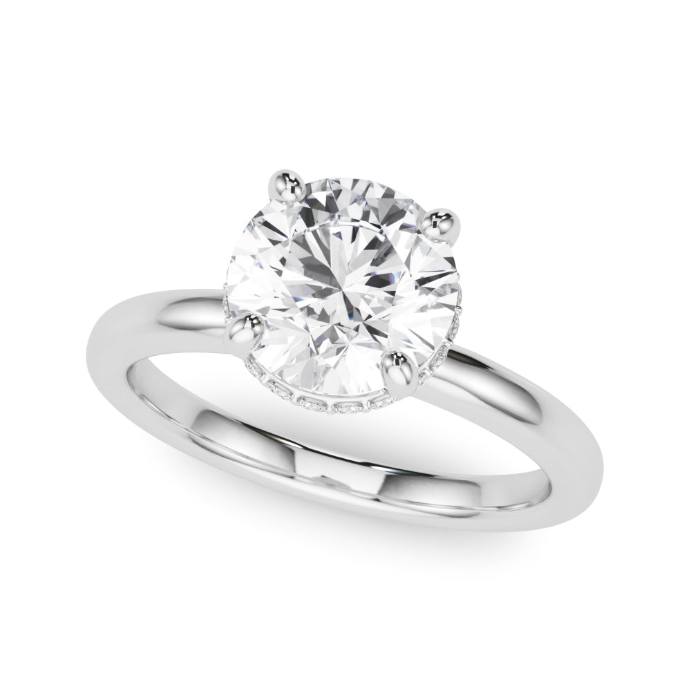 Opulent Rd Center Ps & Rd Sides Round Diamond Engagement Ring — 9K/18K Gold & Platinum