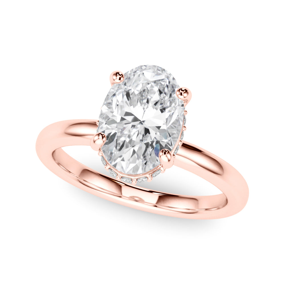 Celestial Hidden Halo Center Oval Diamond Engagement Ring — 9K/18K Gold & Platinum