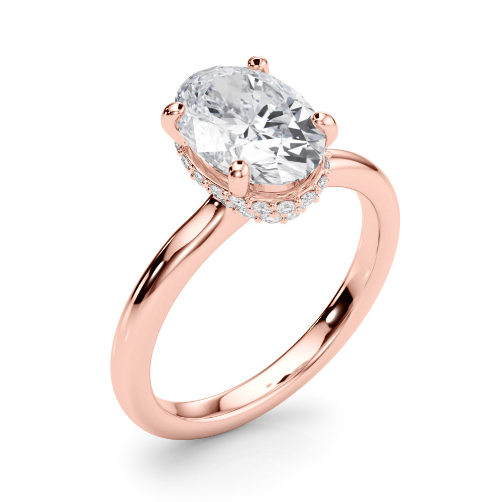 Celestial Hidden Halo Center Oval Diamond Engagement Ring — 9K/18K Gold & Platinum