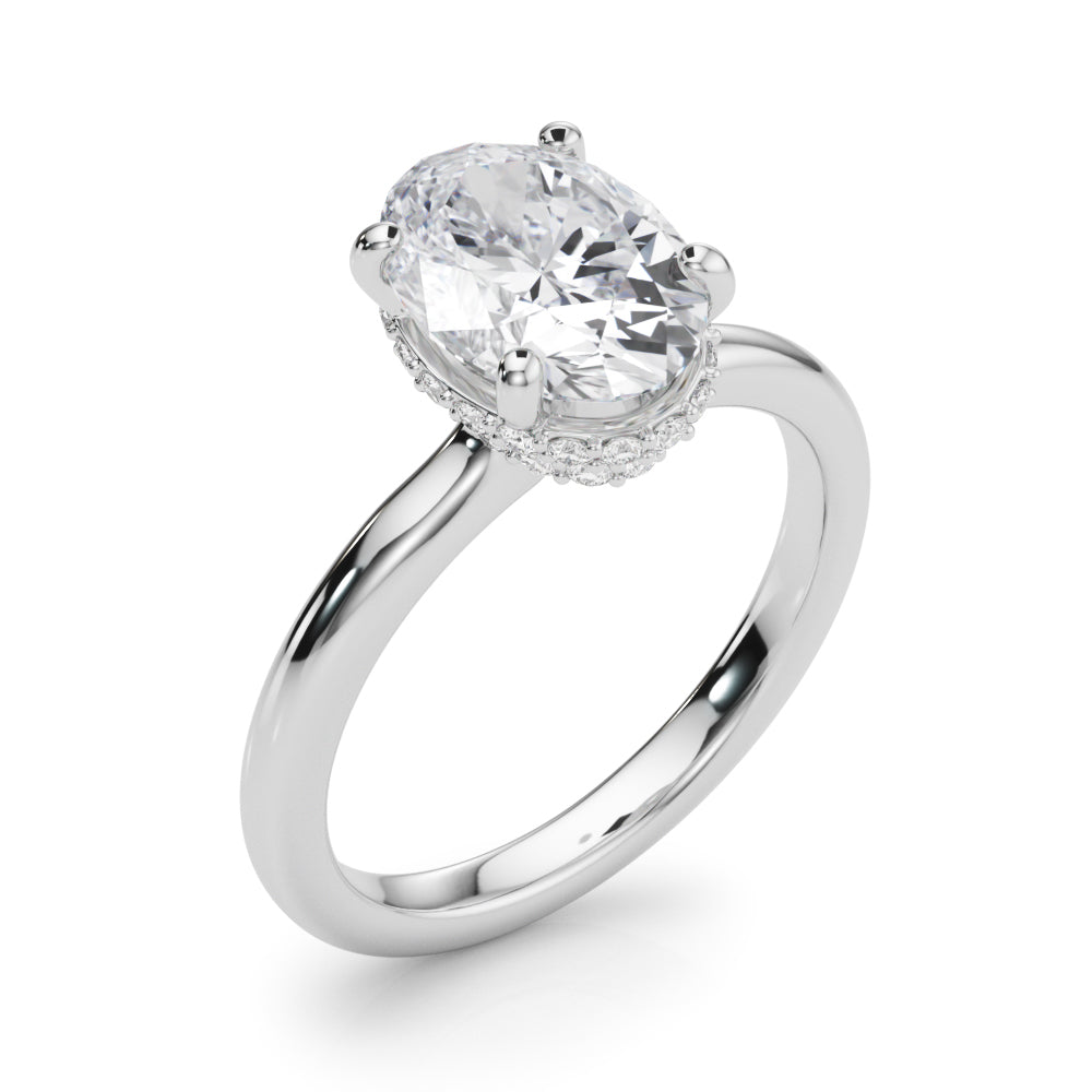 Celestial Hidden Halo Center Oval Diamond Engagement Ring — 9K/18K Gold & Platinum
