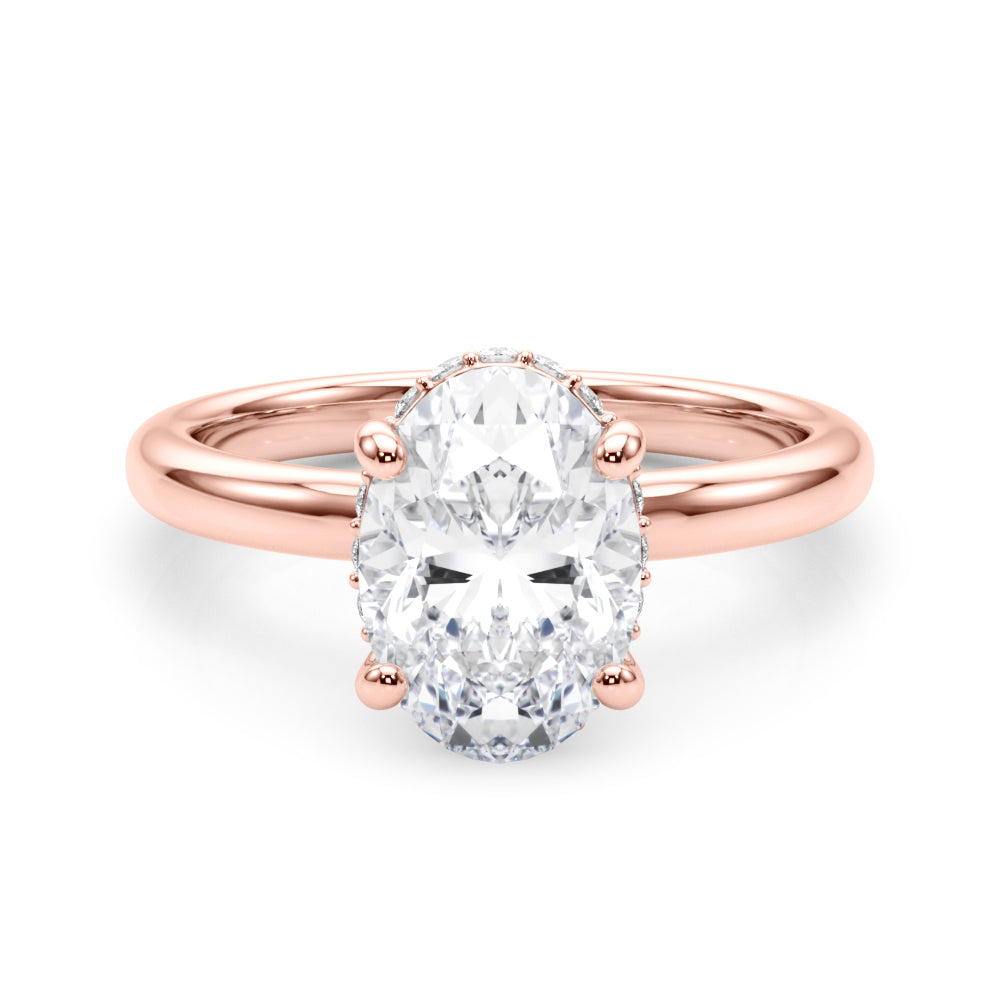 Celestial Hidden Halo Center Oval Diamond Engagement Ring — 9K/18K Gold & Platinum