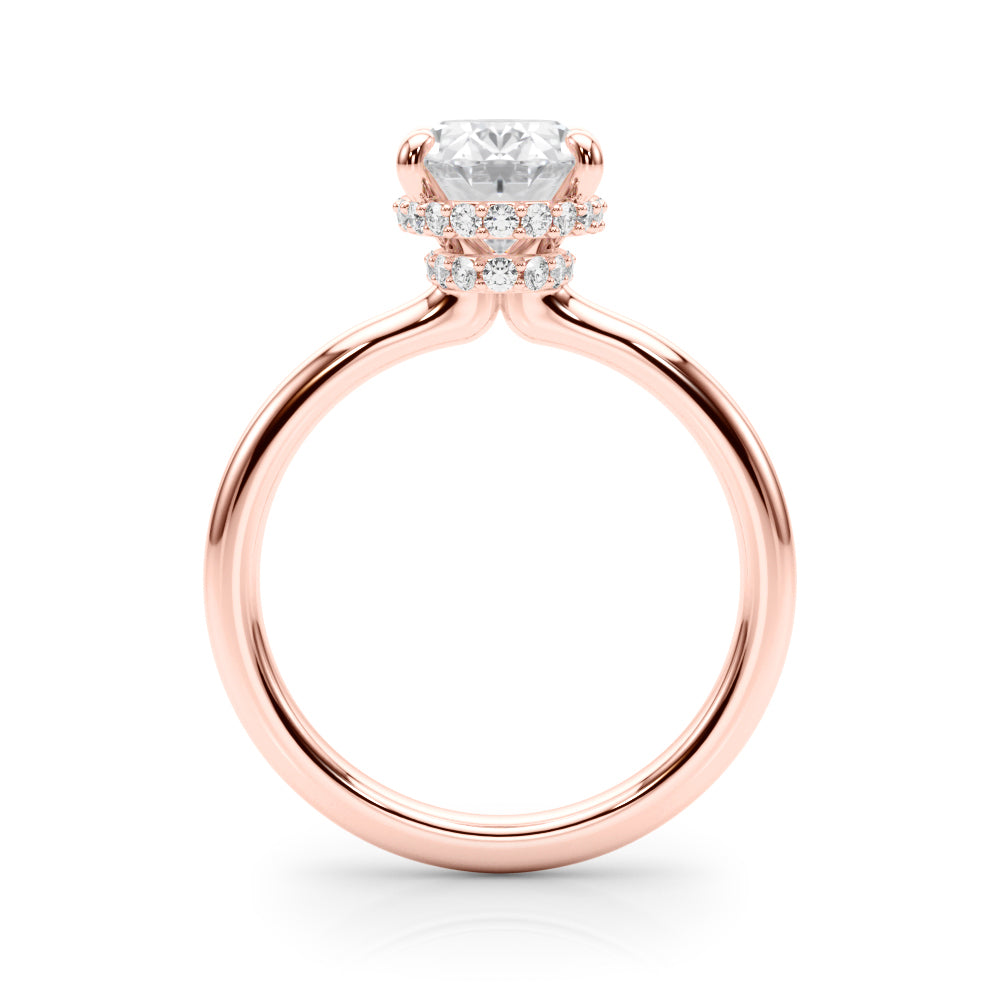 Celestial Hidden Halo Center Oval Diamond Engagement Ring — 9K/18K Gold & Platinum