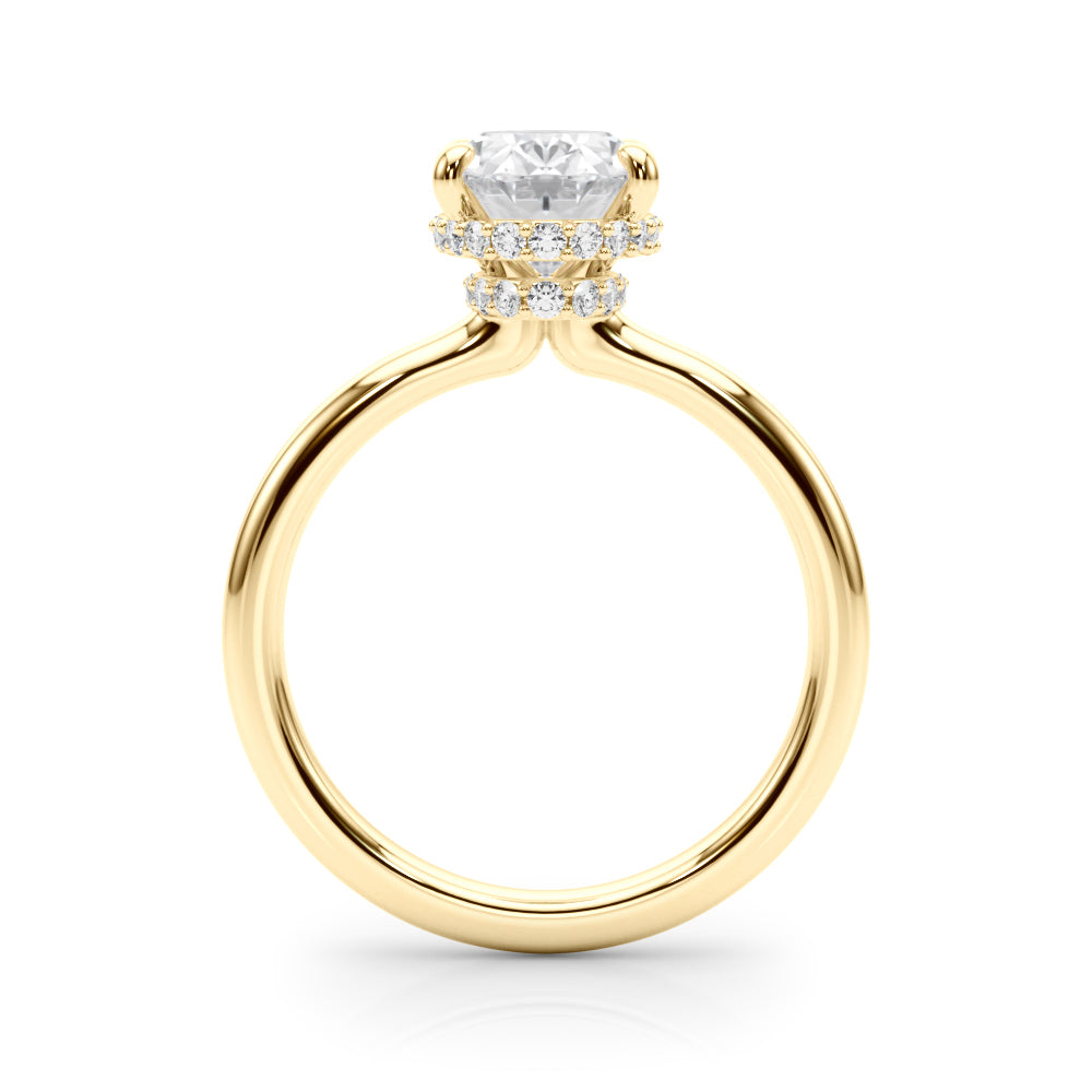 Celestial Hidden Halo Center Oval Diamond Engagement Ring — 9K/18K Gold & Platinum