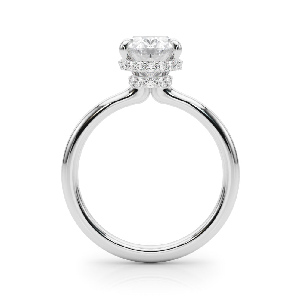 Celestial Hidden Halo Center Oval Diamond Engagement Ring — 9K/18K Gold & Platinum