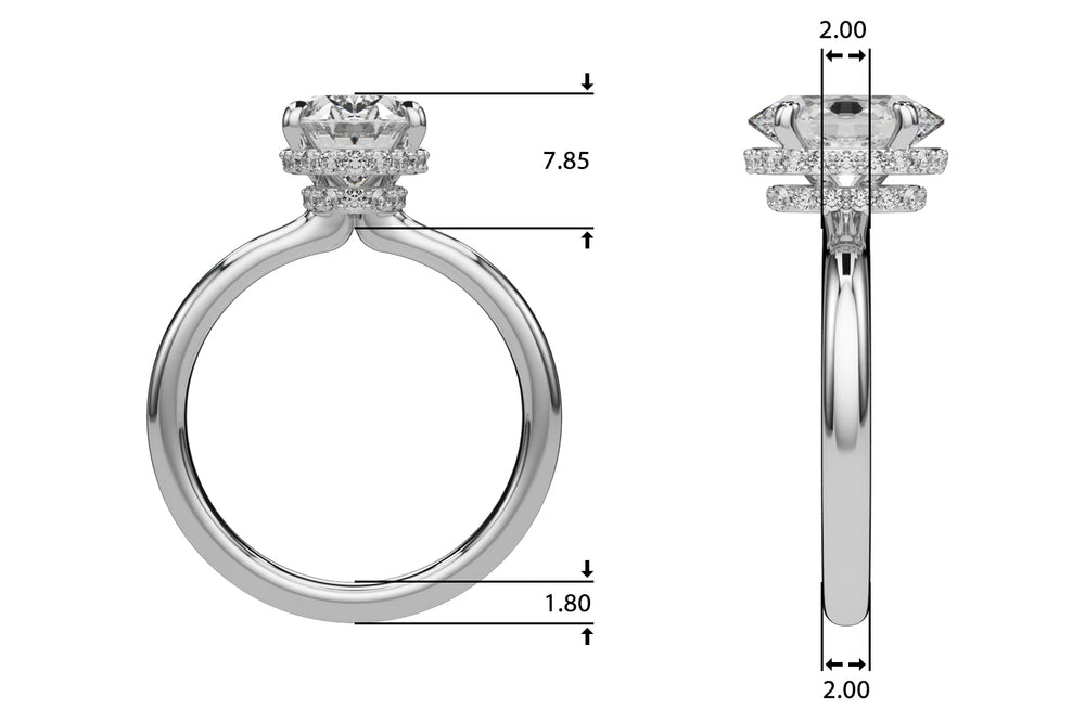 Celestial Hidden Halo Center Oval Diamond Engagement Ring — 9K/18K Gold & Platinum