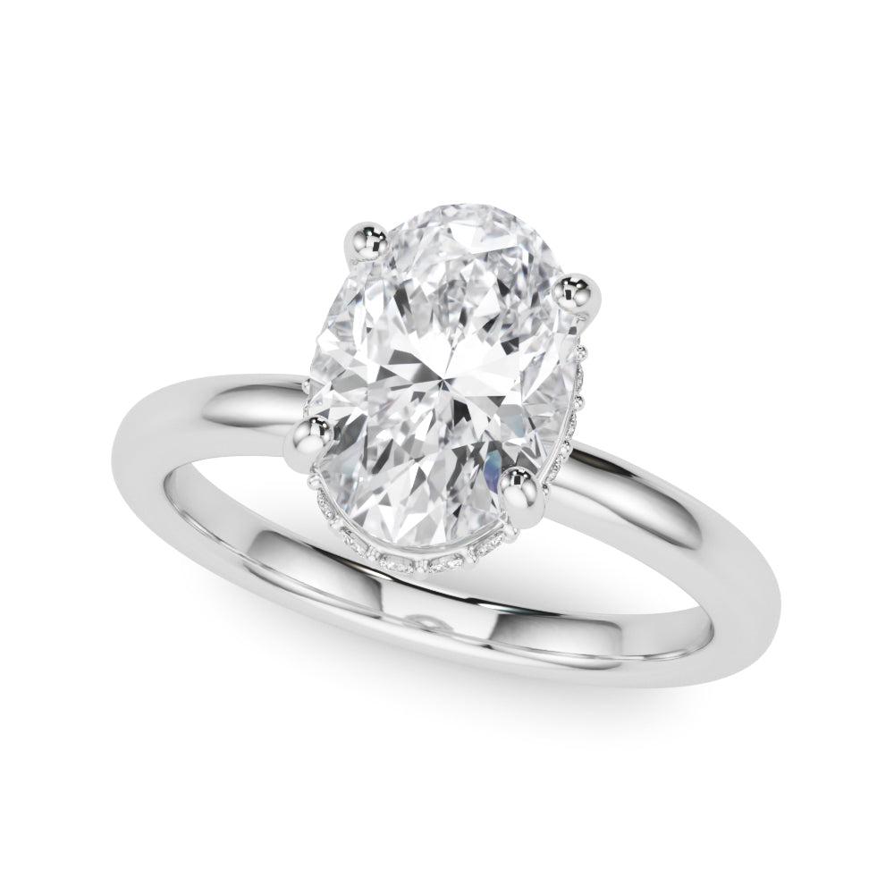 Celestial Hidden Halo Center Oval Diamond Engagement Ring — 9K/18K Gold & Platinum