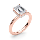 Crowned Cut Halo Emerald Diamond Engagement Ring — 9K/18K Gold & Platinum