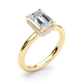 Crowned Cut Halo Emerald Diamond Engagement Ring — 9K/18K Gold & Platinum