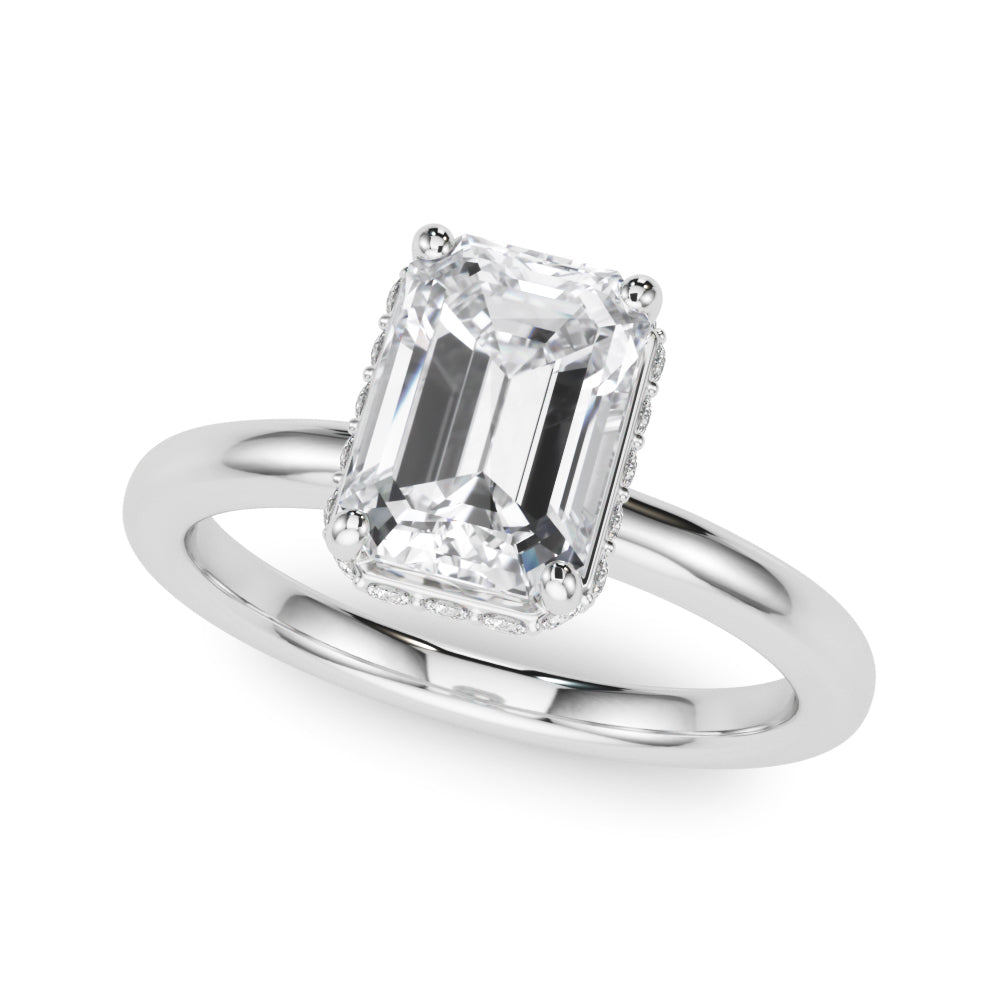 Crowned Cut Halo Emerald Diamond Engagement Ring — 9K/18K Gold & Platinum