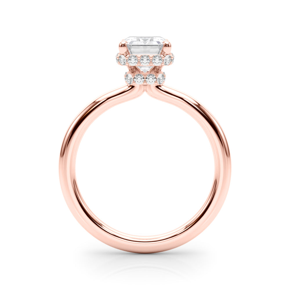 Crowned Cut Halo Emerald Diamond Engagement Ring — 9K/18K Gold & Platinum