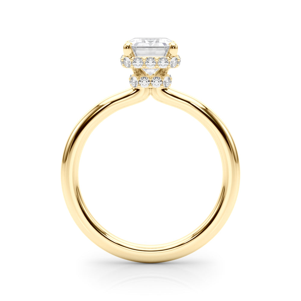 Crowned Cut Halo Emerald Diamond Engagement Ring — 9K/18K Gold & Platinum