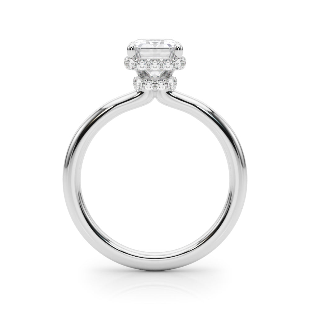 Crowned Cut Halo Emerald Diamond Engagement Ring — 9K/18K Gold & Platinum