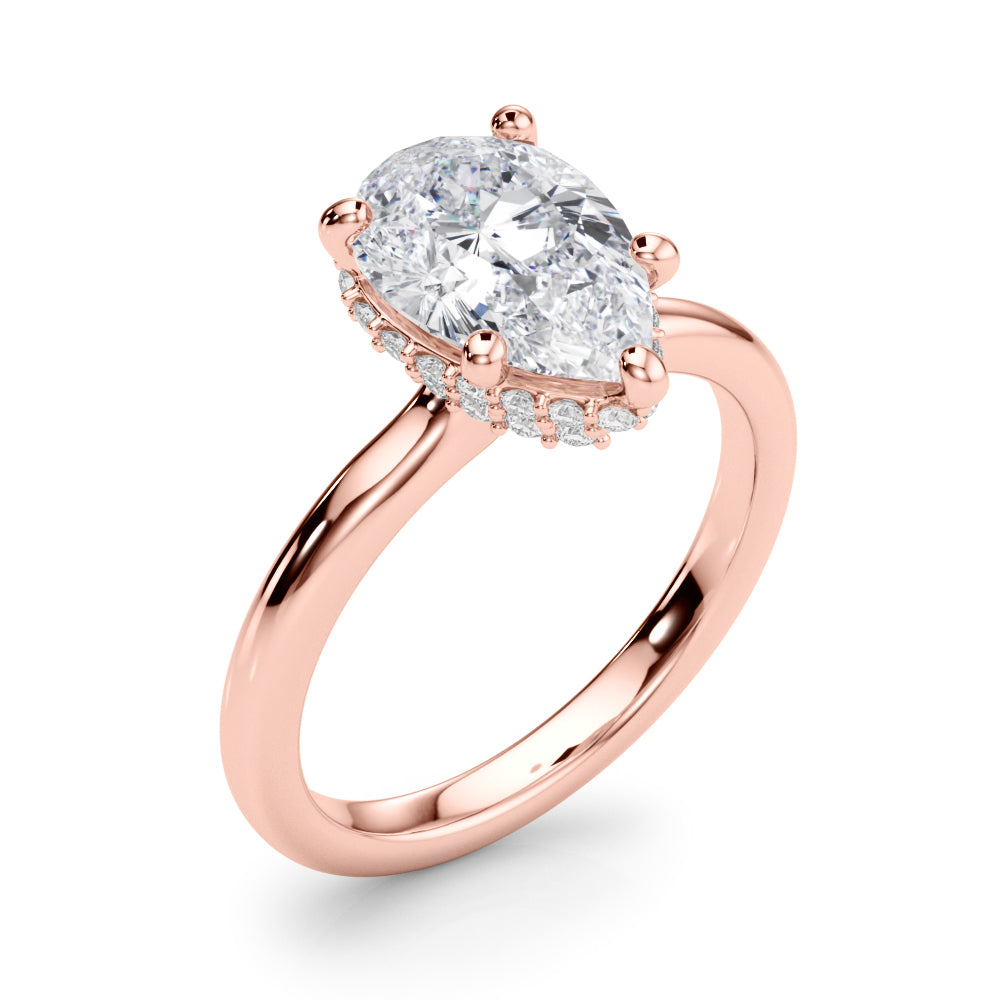 Graceful Halo Pear Diamond Engagement Ring — 9K/18K Gold & Platinum