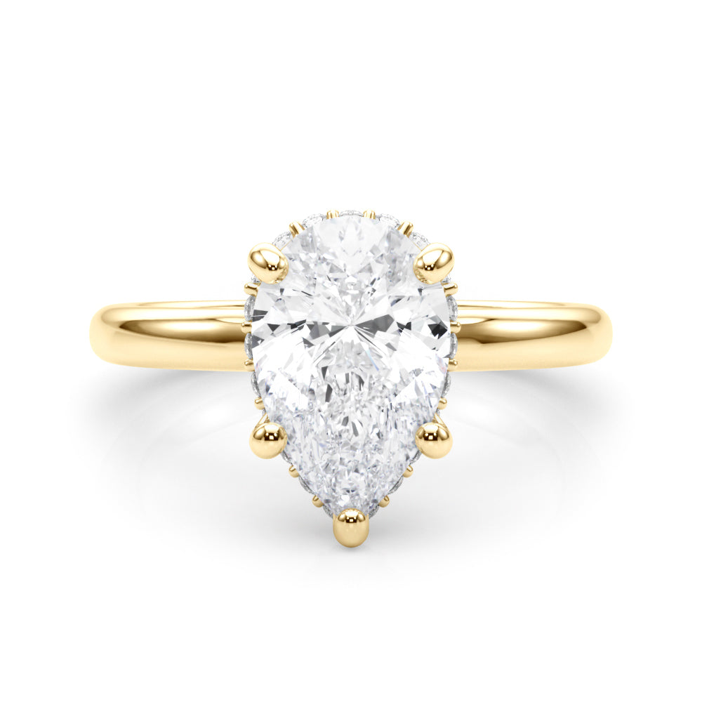 Graceful Halo Pear Diamond Engagement Ring — 9K/18K Gold & Platinum