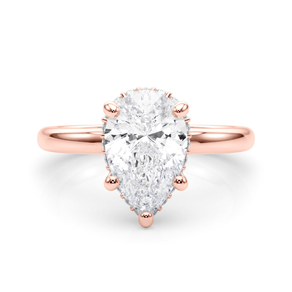 Graceful Halo Pear Diamond Engagement Ring — 9K/18K Gold & Platinum
