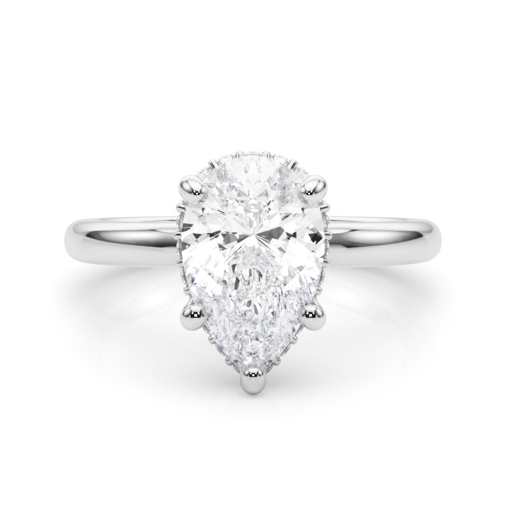 Graceful Halo Pear Diamond Engagement Ring — 9K/18K Gold & Platinum