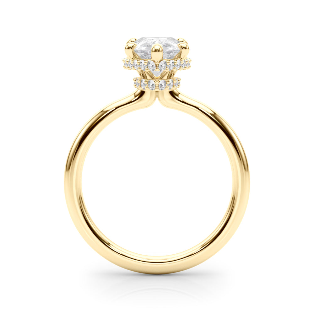 Graceful Halo Pear Diamond Engagement Ring — 9K/18K Gold & Platinum