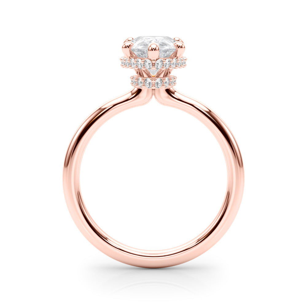 Graceful Halo Pear Diamond Engagement Ring — 9K/18K Gold & Platinum