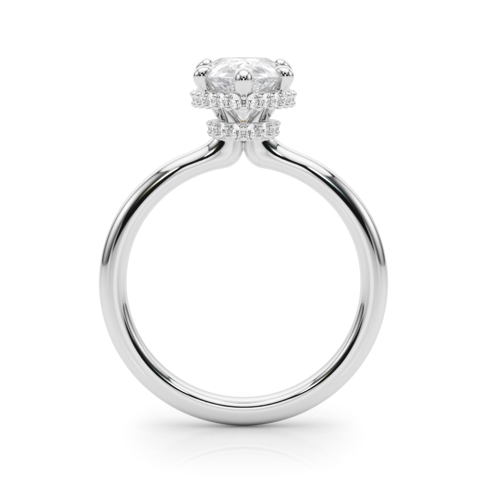 Graceful Halo Pear Diamond Engagement Ring — 9K/18K Gold & Platinum
