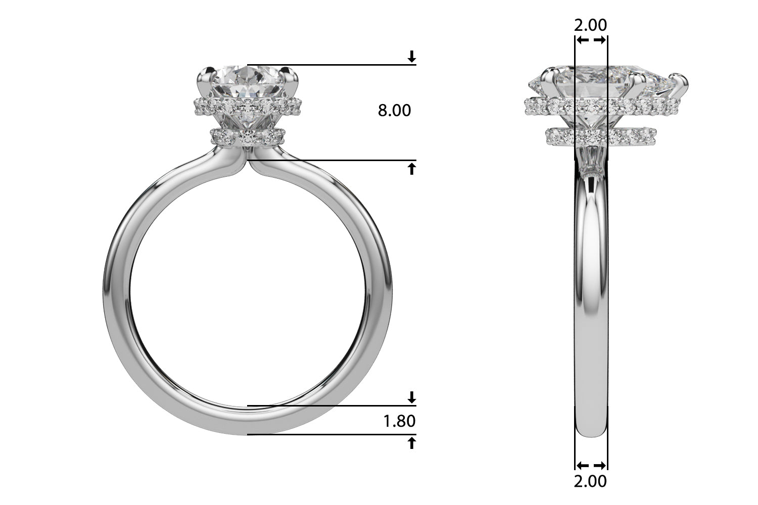 Graceful Halo Pear Diamond Engagement Ring — 9K/18K Gold & Platinum