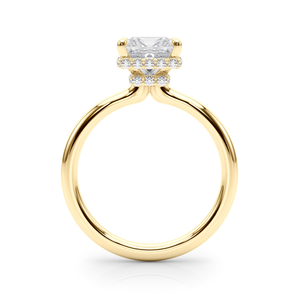 Dazzling Hidden Halo Cut Center Single Row Princess Diamond Engagement Ring — 9K/18K Gold & Platinum