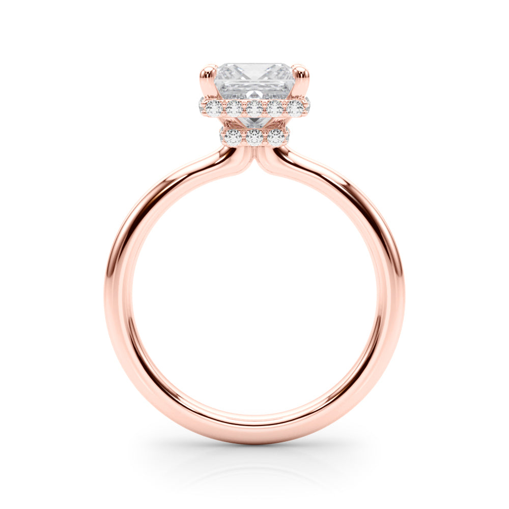 Dazzling Hidden Halo Cut Center Single Row Princess Diamond Engagement Ring — 9K/18K Gold & Platinum
