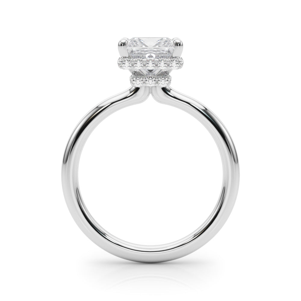 Dazzling Hidden Halo Cut Center Single Row Princess Diamond Engagement Ring — 9K/18K Gold & Platinum