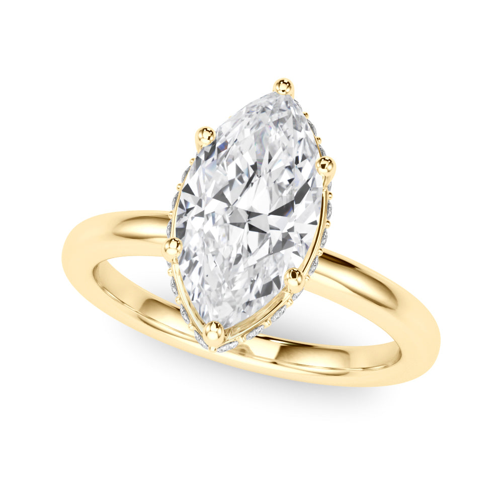 Splendid Halo Marquise Diamond Engagement Ring — 9K/18K Gold & Platinum