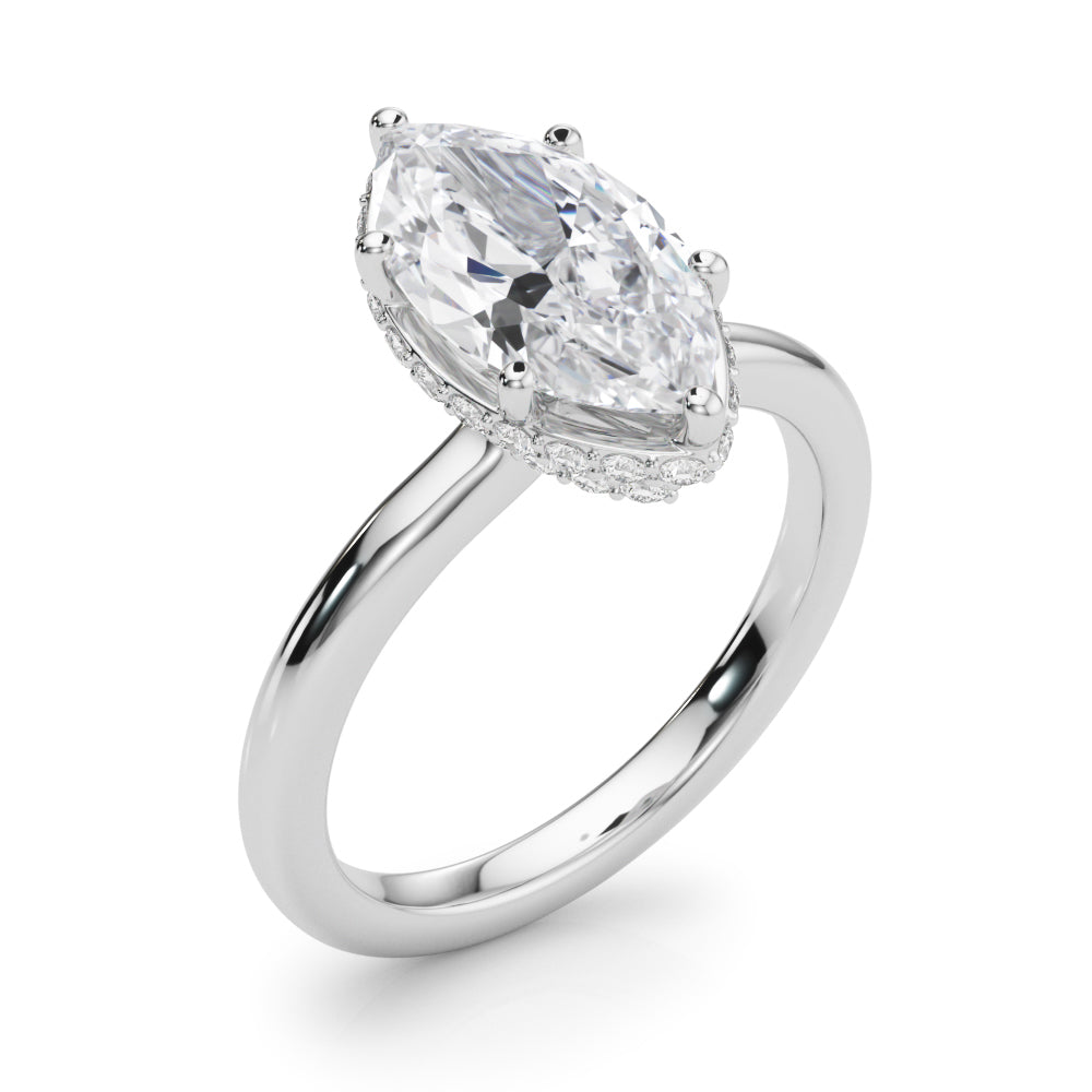 Splendid Halo Marquise Diamond Engagement Ring — 9K/18K Gold & Platinum
