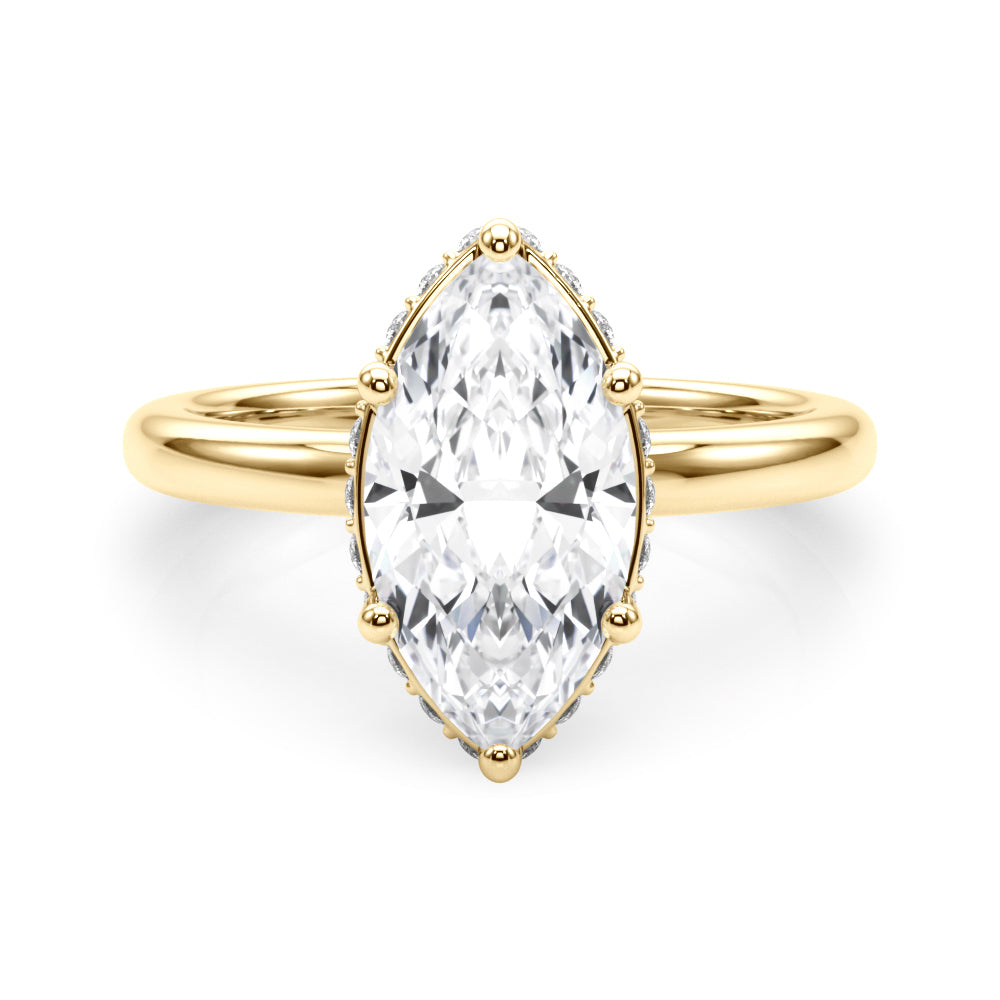 Splendid Halo Marquise Diamond Engagement Ring — 9K/18K Gold & Platinum