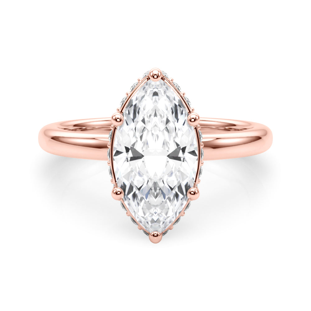 Splendid Halo Marquise Diamond Engagement Ring — 9K/18K Gold & Platinum