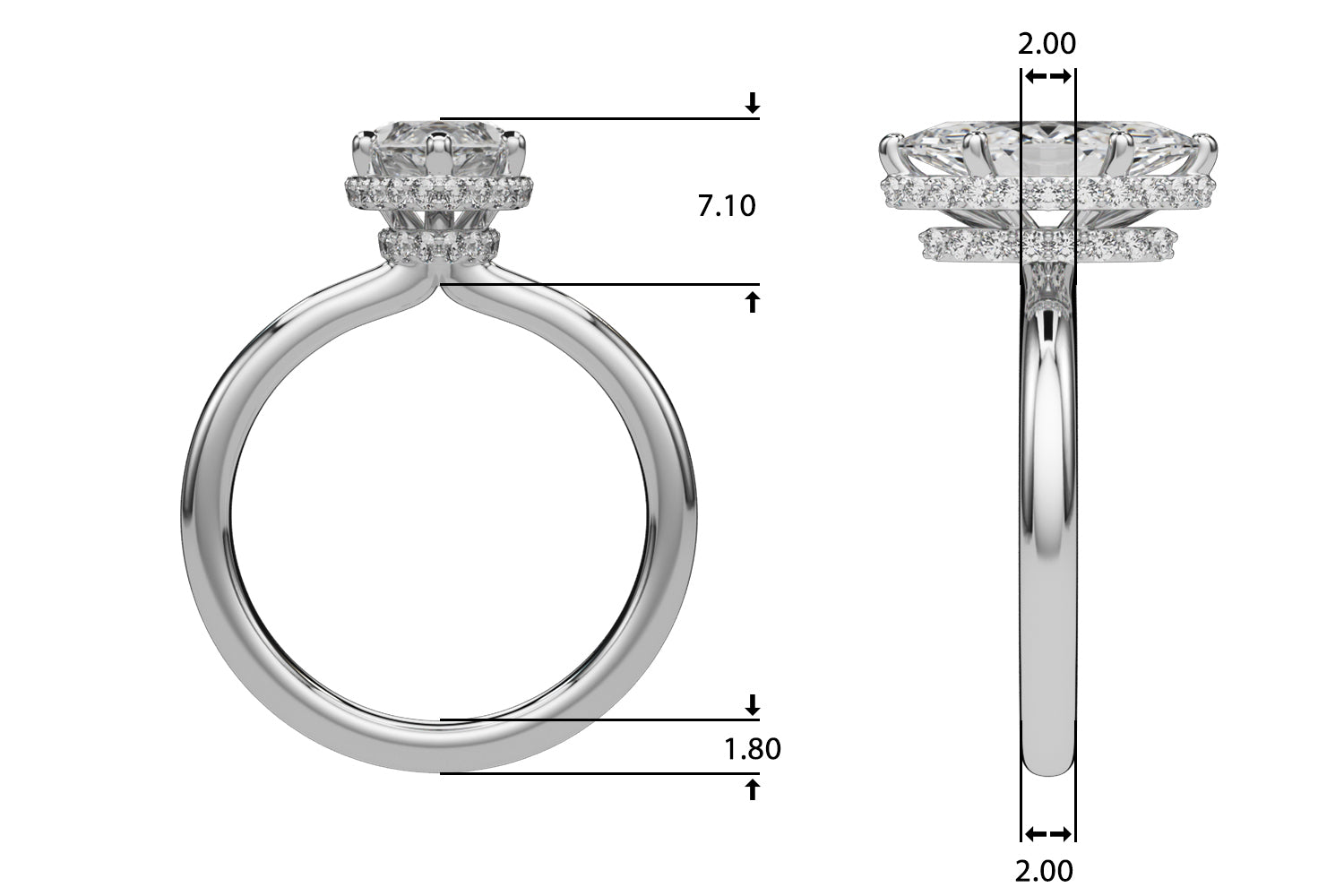 Splendid Halo Marquise Diamond Engagement Ring — 9K/18K Gold & Platinum