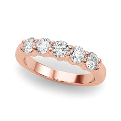 5-Stone Shared Prong Half Eternity Ring in Gold & Platinum