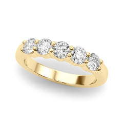 5-Stone Shared Prong Half Eternity Ring in Gold & Platinum
