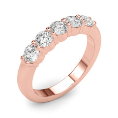 5-Stone Shared Prong Half Eternity Ring in Gold & Platinum