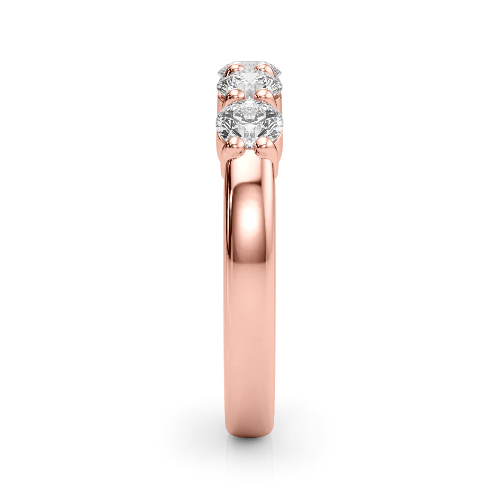 5-Stone Shared Prong Half Eternity Ring in Gold & Platinum