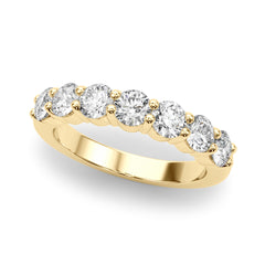 7-Stone Shared Prong Half Eternity Ring in Gold & Platinum