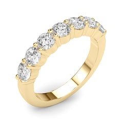7-Stone Shared Prong Half Eternity Ring in Gold & Platinum