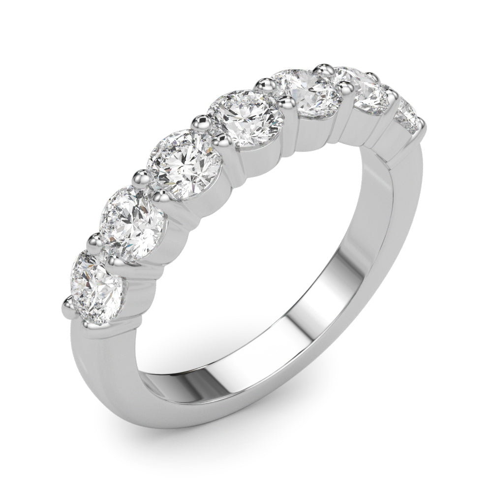 7-Stone Shared Prong Half Eternity Ring in Gold & Platinum