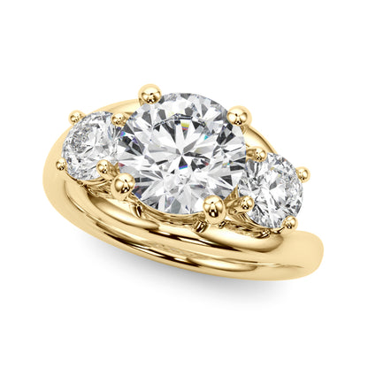 0.50-2.00ct Lab-Grown Round Cut Diamond Three Stone Engagement Ring in 18K Gold
