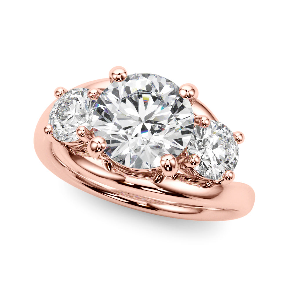 0.50-2.00ct Lab-Grown Round Cut Diamond Three Stone Engagement Ring in 18K Gold