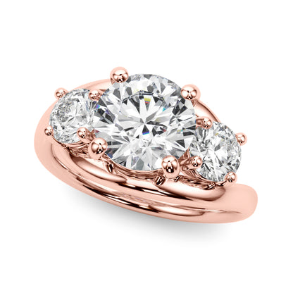 0.50-2.00ct Lab-Grown Round Cut Diamond Three Stone Engagement Ring in 18K Gold