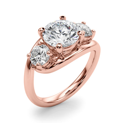 0.50-2.00ct Lab-Grown Round Cut Diamond Three Stone Engagement Ring in 18K Gold
